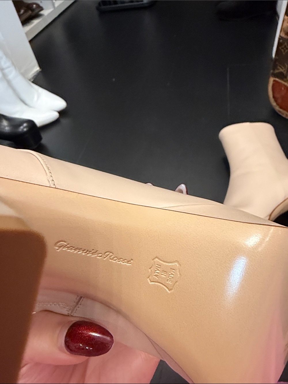 Gianvito Rossi Cream Mid-Calf Block Heel Boots - Picture 4 of 4